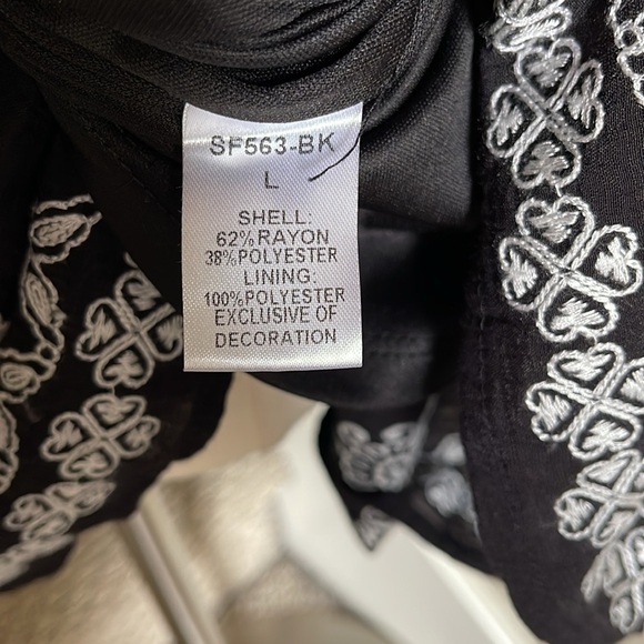 THML Sz L Black with White Embroidery Vittoria Halter Dress - Picture 10 of 14